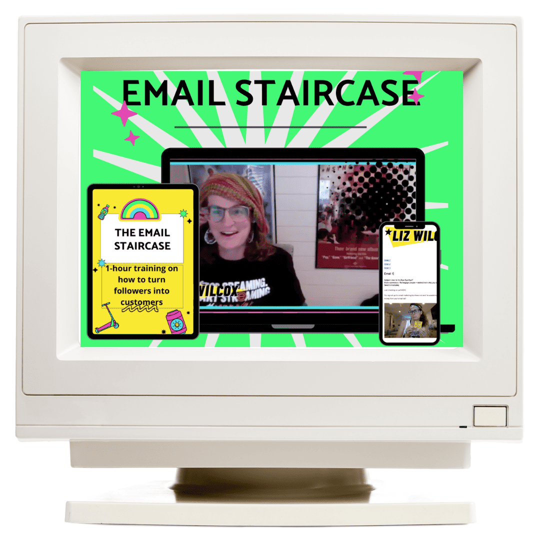 computer mockup showing the email staircase training