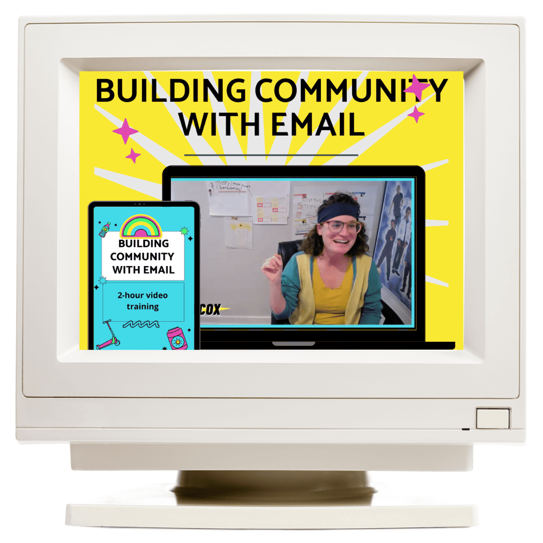 computer mockup showing the building community with email marketing training